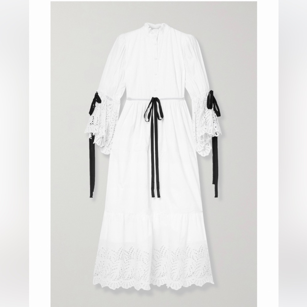 Elegant White Midi Dress with Black Accents